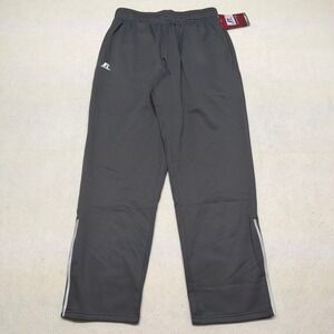 NWT Russell Athletic Dri-Power Track Pants Zip Leg Fleece Lined Gray Mens Medium